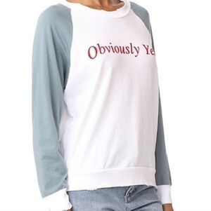 Wildfox Obviously Yes Distressed Graphic Long Sleeve Shirt